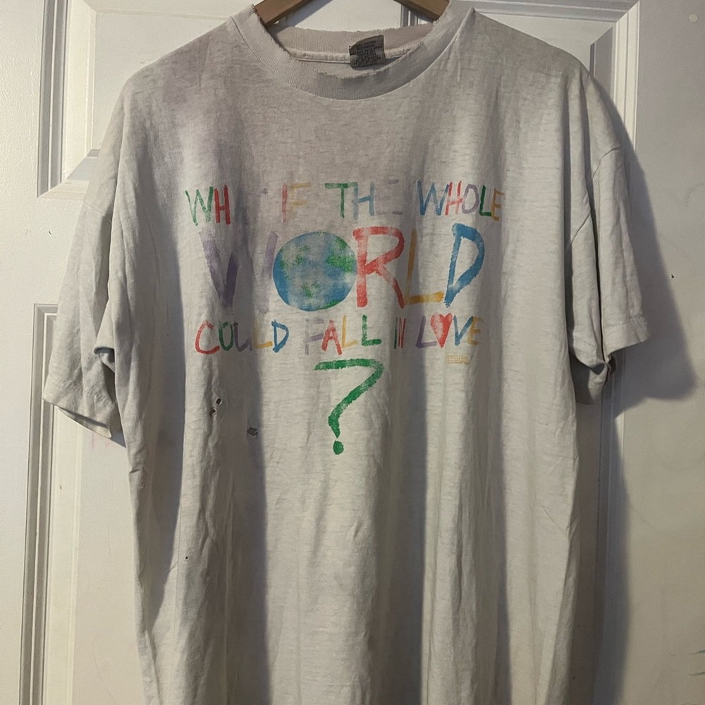 Vintage Band Rap Tee T Shirt What If The Whole World Could Fall In Love? XL